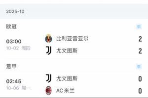 真就不输当赢?尤文遭遇赛季5连平,超过上赛季最长4连平的纪录